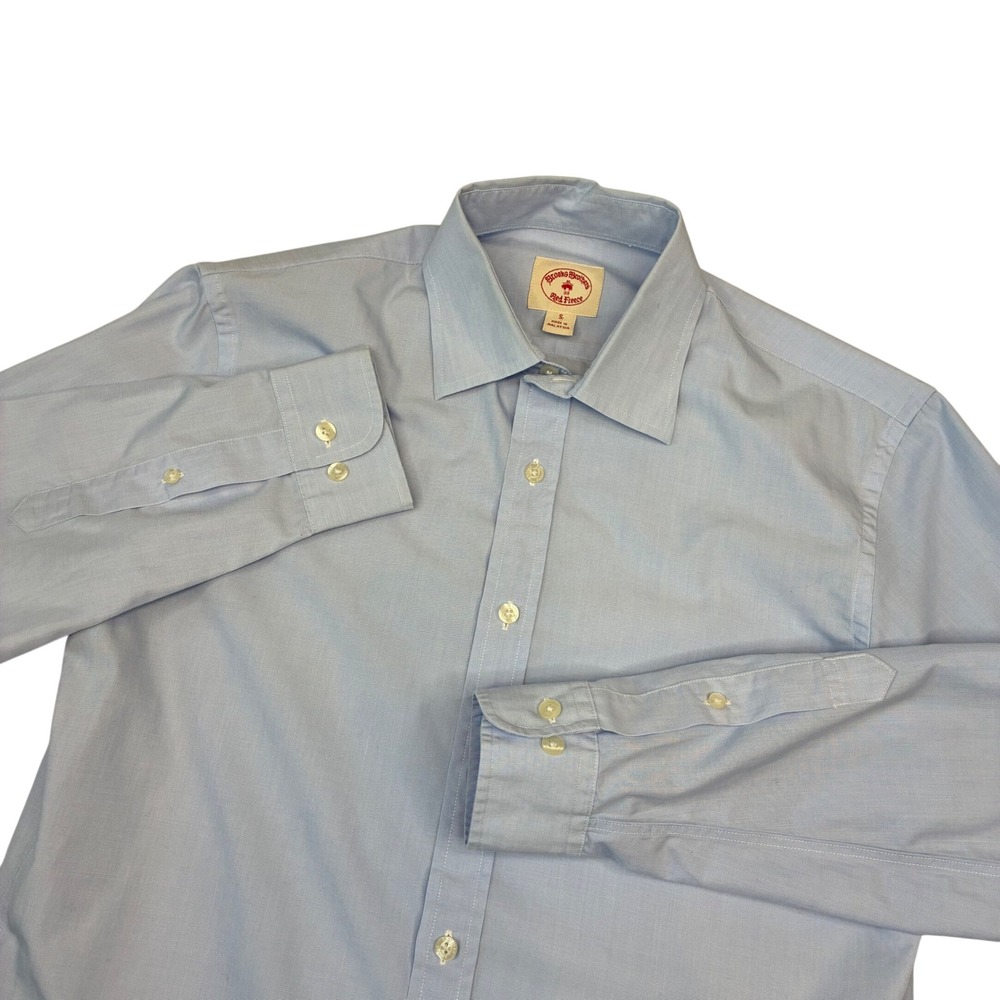 Brooks Brothers Red Fleece Shirt Mens Small Blue Long Sleeve Cotton Button Down